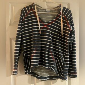 Size small Columbia hooded pullover - Navy/white striped w/red accent threading